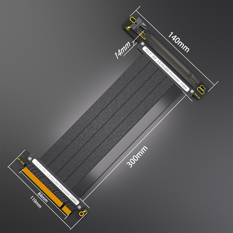 Pcie 4.0 X16 Riser Cable 90 Degree - PCI-E X16 4.0 플렉시블 케이블, 블랙