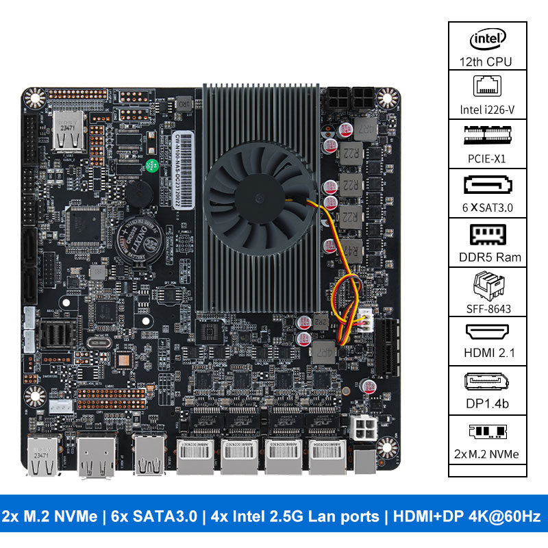 Nas Motherboard N100 6 Sata - N100 NAS 마더보드 2xM.2 NVMe 4x