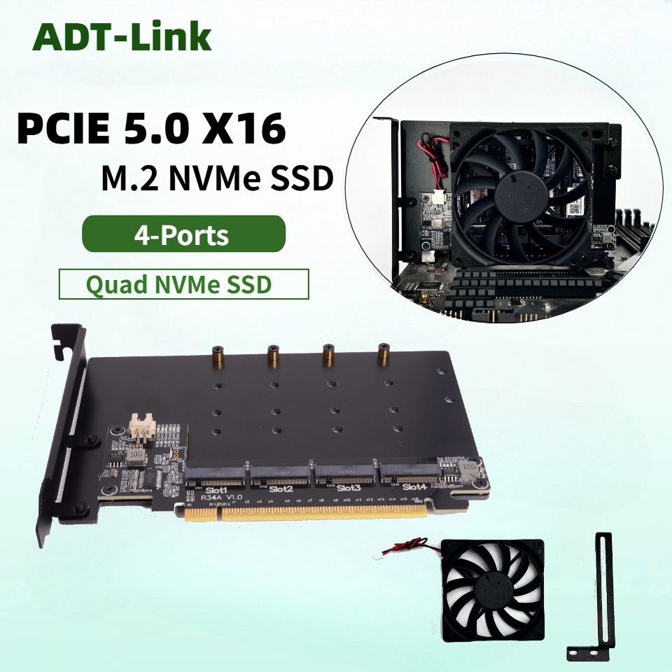 Quad M.2 Nvme Pcie Bifurcation Card - R34A PCIe 5.0 x16 4포트 M.2